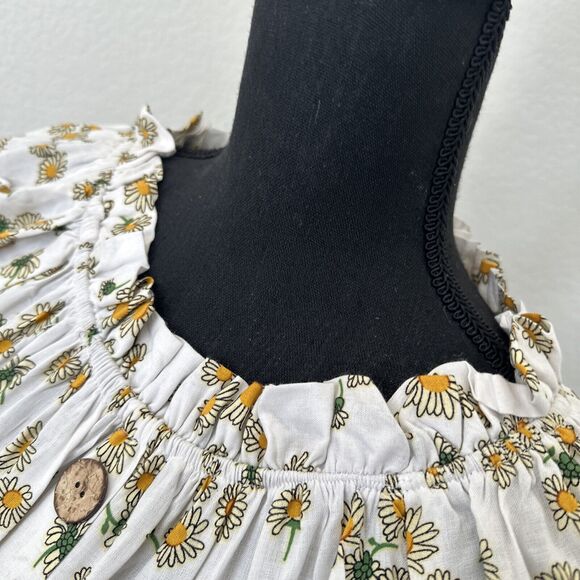 Daisy Floral Print Ruched Blouse Puff Sleeves Juniors XL Right Hippie Blouse - Picture 4 of 11